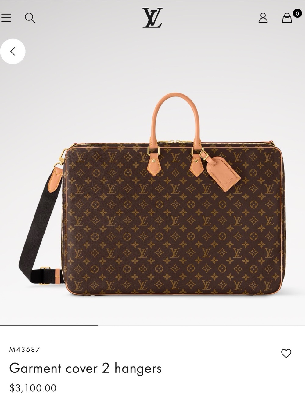 Louis Vuitton Brown Monogram Garment Cover With 2 Hangers